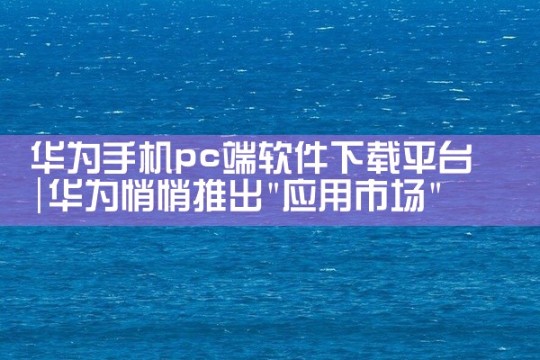 华为手机pc端软件下载平台